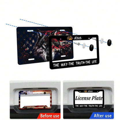 1PC License Plate Frames, Jesus Way Truth Life License Plate Cover, Car Frame, License Plate Holder, Car Plate Frame, Auto Tags Cover 2 Holes Screws