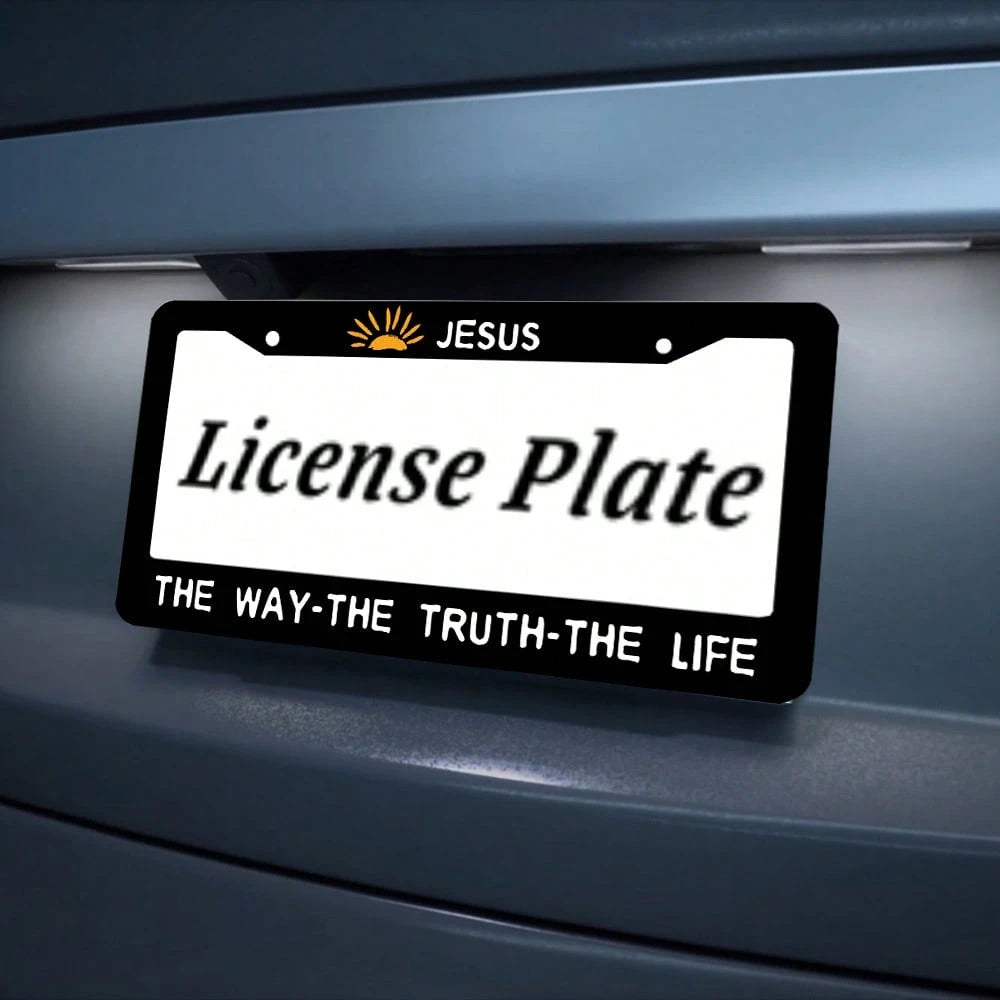 1PC License Plate Frames, Jesus Way Truth Life License Plate Cover, Car Frame, License Plate Holder, Car Plate Frame, Auto Tags Cover 2 Holes Screws