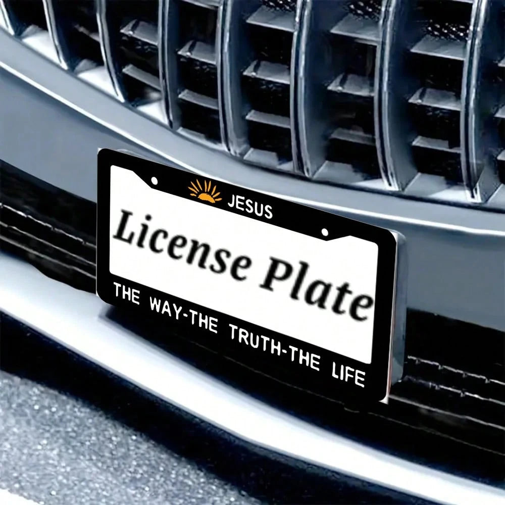 1PC License Plate Frames, Jesus Way Truth Life License Plate Cover, Car Frame, License Plate Holder, Car Plate Frame, Auto Tags Cover 2 Holes Screws