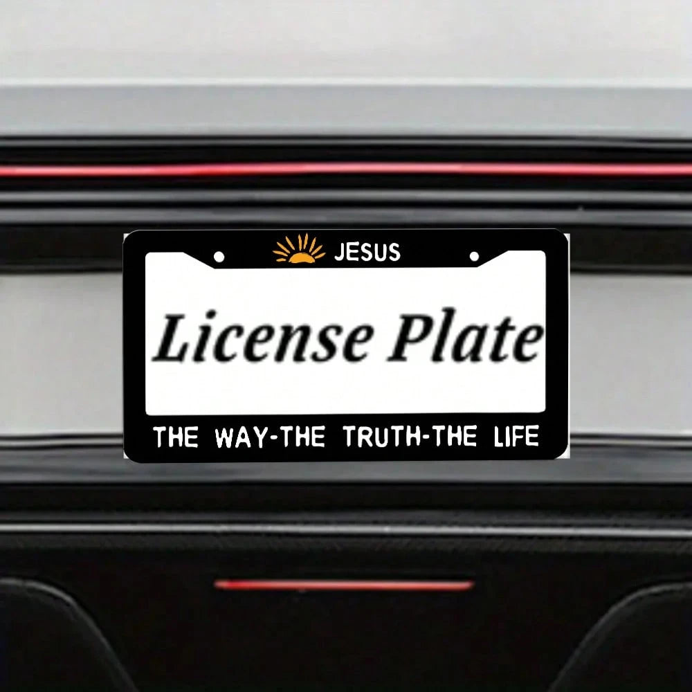 1PC License Plate Frames, Jesus Way Truth Life License Plate Cover, Car Frame, License Plate Holder, Car Plate Frame, Auto Tags Cover 2 Holes Screws