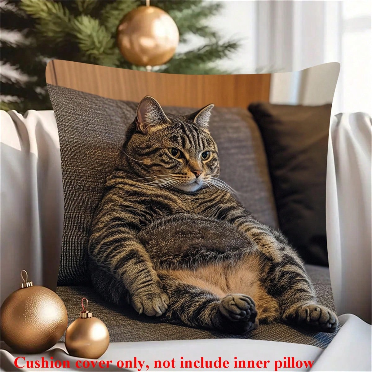 1pc Lodge Style Cat Plush Pillow Cover, Single-Sided Peach Velvet, Polyester, Zipper, Machine Washable, Ideal For Home Decor And Holiday Gifts- Sofa Cushion Cover, Suitable For Valentine's Day, Thank