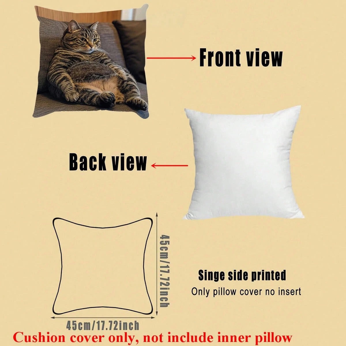 1pc Lodge Style Cat Plush Pillow Cover, Single-Sided Peach Velvet, Polyester, Zipper, Machine Washable, Ideal For Home Decor And Holiday Gifts- Sofa Cushion Cover, Suitable For Valentine's Day, Thank