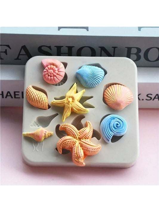 1pc Marine Silicone Mold, Starfish, Seashell, Candle Mold, DIY Resin Clay Plaster Mold, Handmade Craft Tools