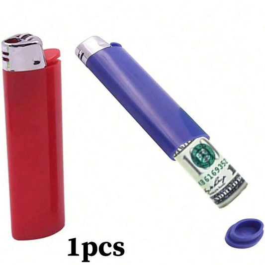1pc Mini New Fake Lighter (No Flint) Privacy Storage Box Hidden Organizer, Outdoor Party Medicine Jewelry Accessories Valuable Items Safe Box (Only Suitable For Small Items), Pretend Lighter- Mini St