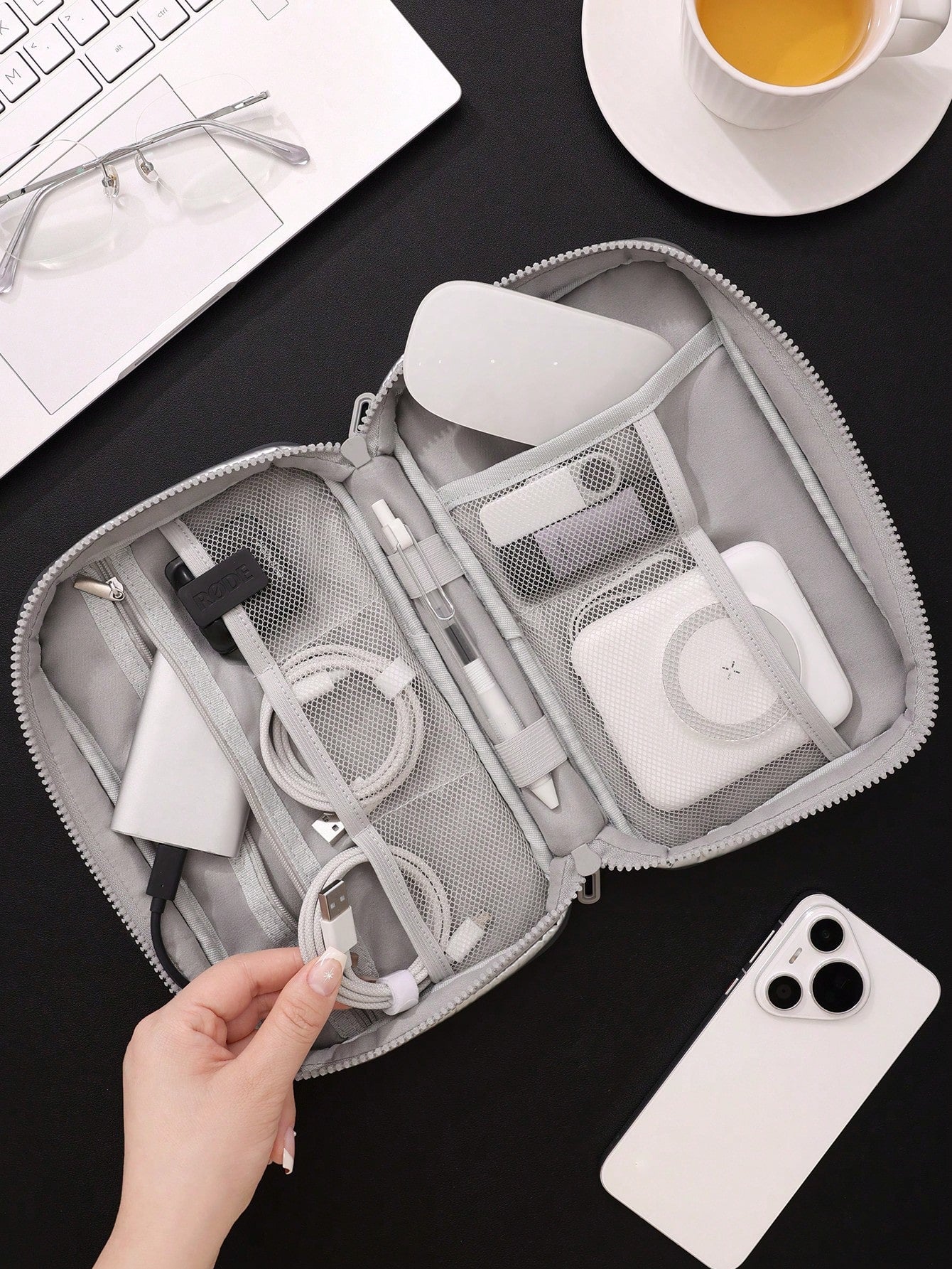 1pc Multi-Functiona Electronics Organizer, Waterproof Cable Organizer, Carrying Pouch Bag For Travel Essentials, For Cable, Charging Cord, External Hard Drive, Portable Power Bank Storage Case Cable B
