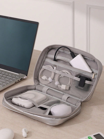1pc Multi-Functiona Electronics Organizer, Waterproof Cable Organizer, Carrying Pouch Bag For Travel Essentials, For Cable, Charging Cord, External Hard Drive, Portable Power Bank Storage Case Cable B