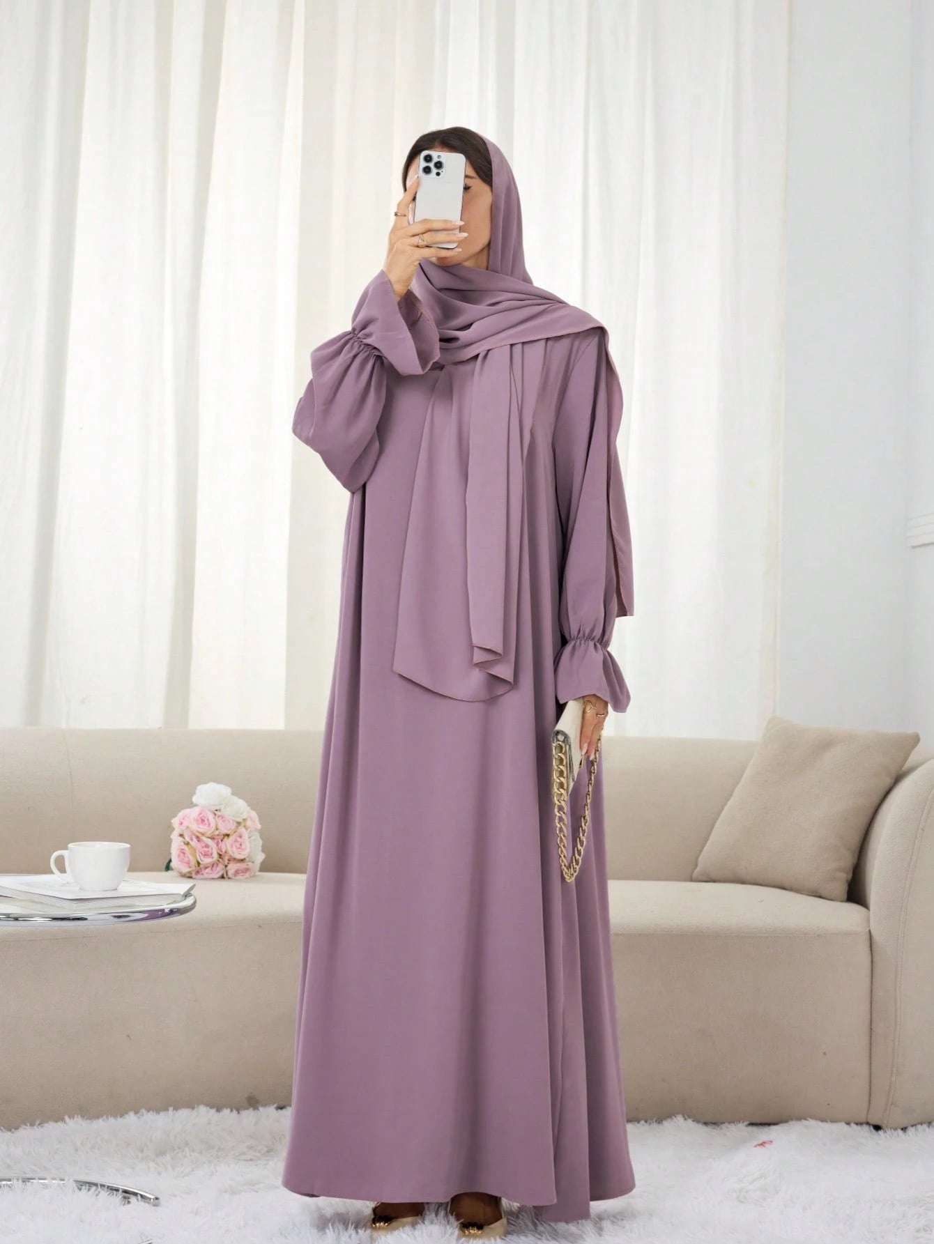 1pc Nida Fabric Scarf Abaya Khimar, Suitable For Women's Daily Wear And Prayer, Applicable For All Seasons