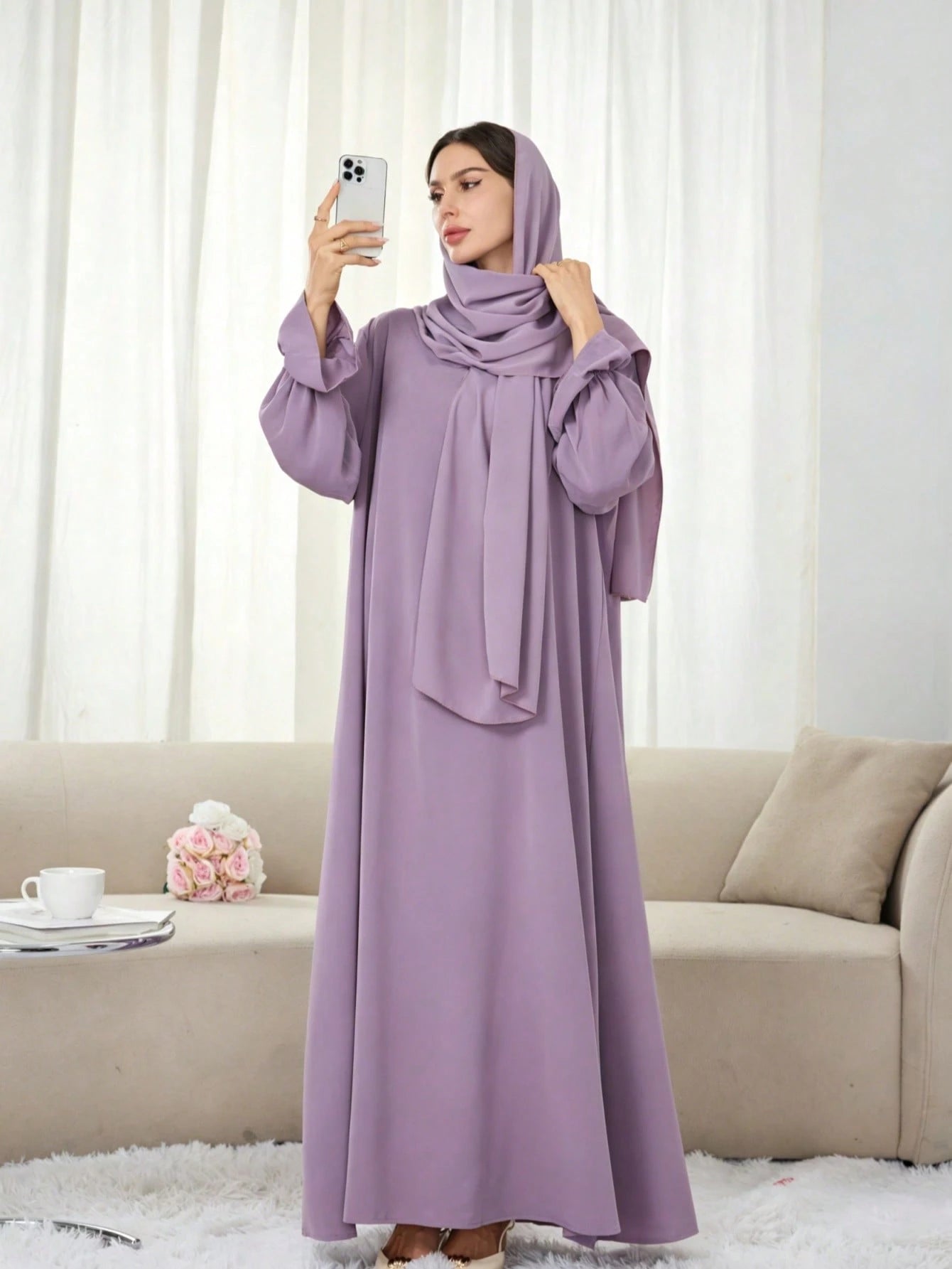 1pc Nida Fabric Scarf Abaya Khimar, Suitable For Women's Daily Wear And Prayer, Applicable For All Seasons