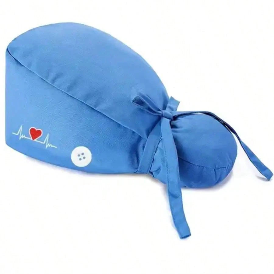 1pc Nurse Cap/Hat With Heart & Electrocardiogram Embroidery Design, Solid Color