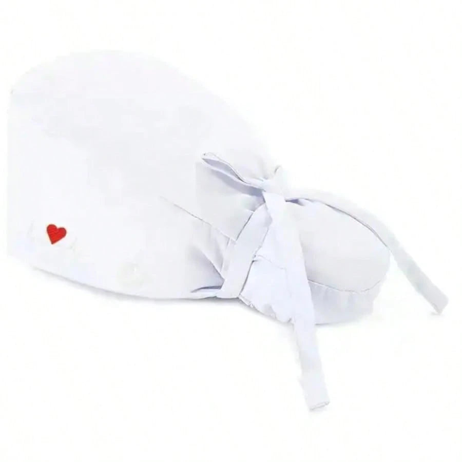 1pc Nurse Cap/Hat With Heart & Electrocardiogram Embroidery Design, Solid Color