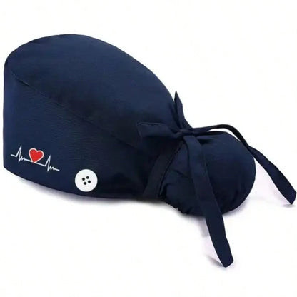 1pc Nurse Cap/Hat With Heart & Electrocardiogram Embroidery Design, Solid Color