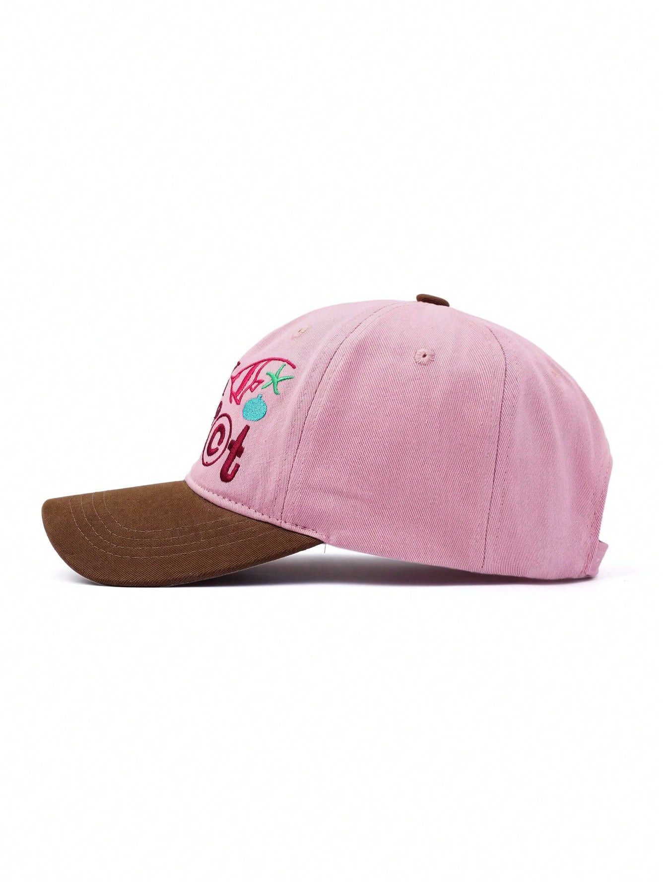 1pc Orange Contrast Khaki Beach Style Embroidered Baseball Cap, Funny Letter & Ocean Embroidery, Soft Crown Design Flatters Face Shape, Vintage Distressed Texture, Versatile Summer Vacation Vibe