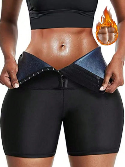 1pc,Outdoor Sports Sweatshirt 3-Minute Shapewear, Suitable For Running, Yoga, Fitness And Other Sports, Cross-Border Hot Selling Women's Breasted Sweatshirt 3-Minute Pants With Semi Coated PU Sweatshi