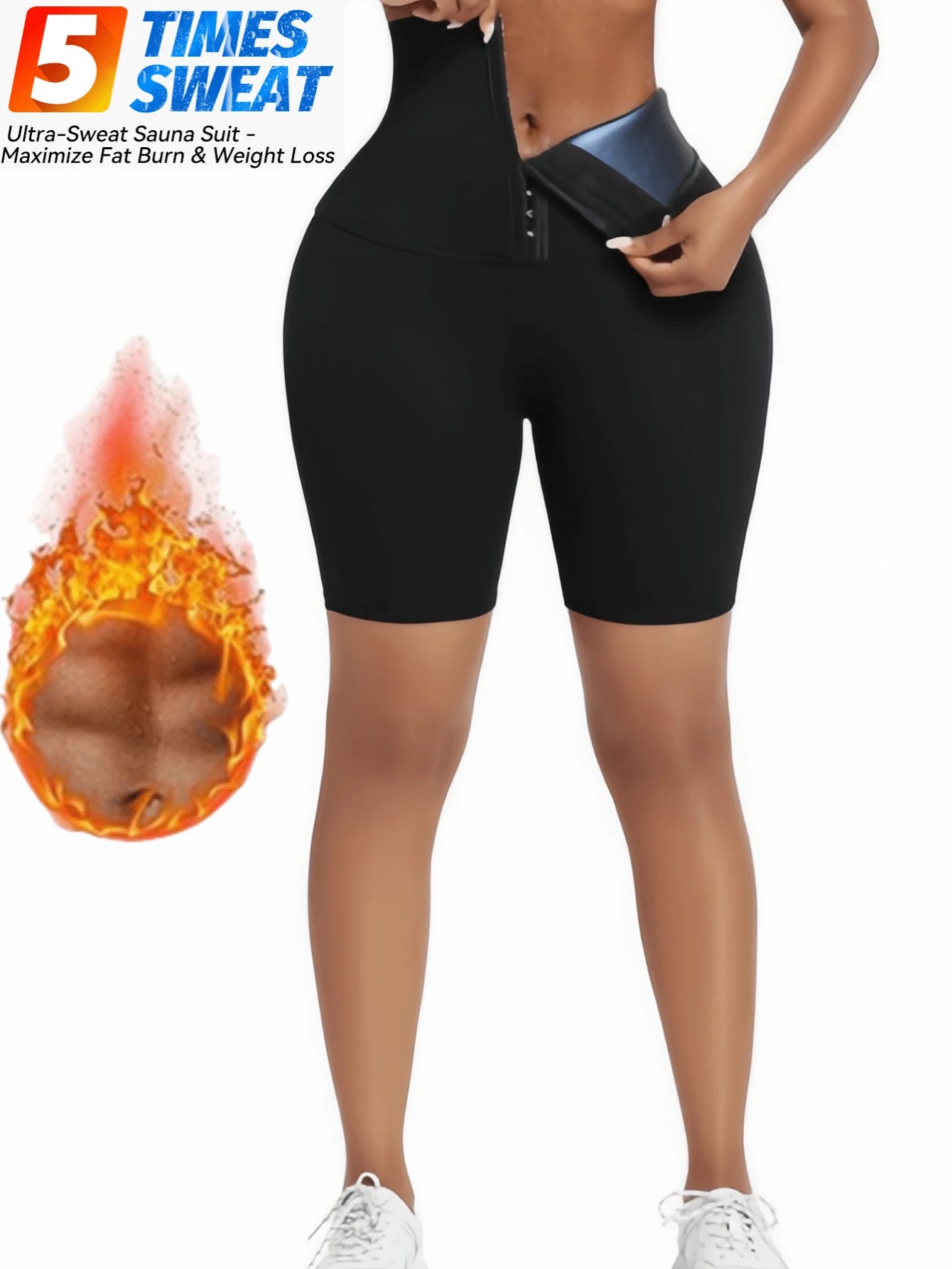 1pc,Outdoor Sports Sweatshirt 3-Minute Shapewear, Suitable For Running, Yoga, Fitness And Other Sports, Cross-Border Hot Selling Women's Breasted Sweatshirt 3-Minute Pants With Semi Coated PU Sweatshi