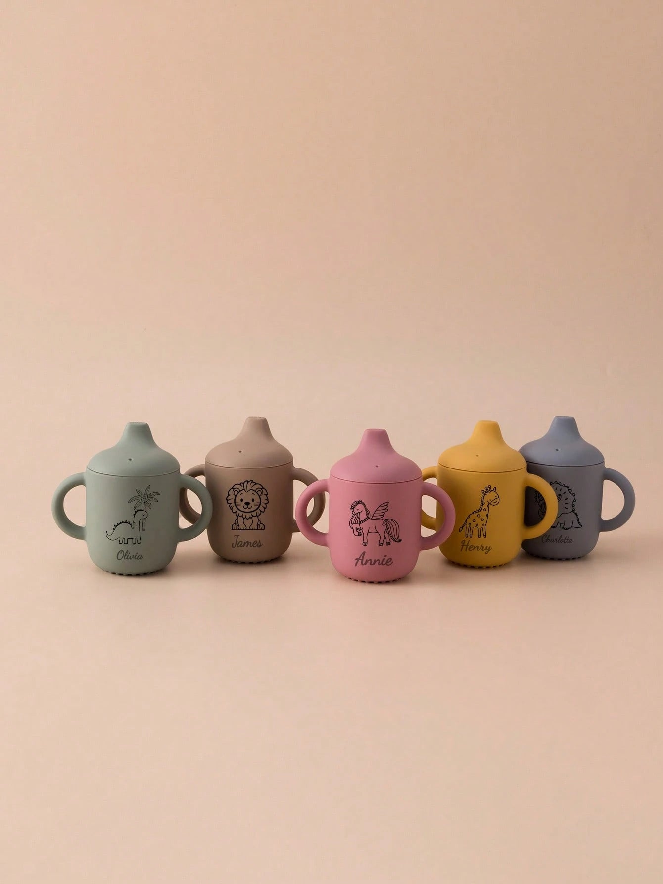 1PC Personalized Customization Name Pattern Silicone Baby Sippy Cup Print On Demand Baby Cups Custom Water Bottle Leakproof Baby Bottles Baby Tableware,Halloween Edit,Back To School Fashion,Christmas