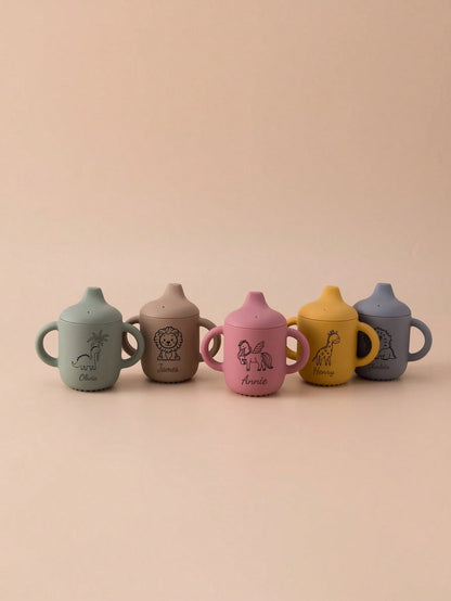 1PC Personalized Customization Name Pattern Silicone Baby Sippy Cup Print On Demand Baby Cups Custom Water Bottle Leakproof Baby Bottles Baby Tableware,Halloween Edit,Back To School Fashion,Christmas