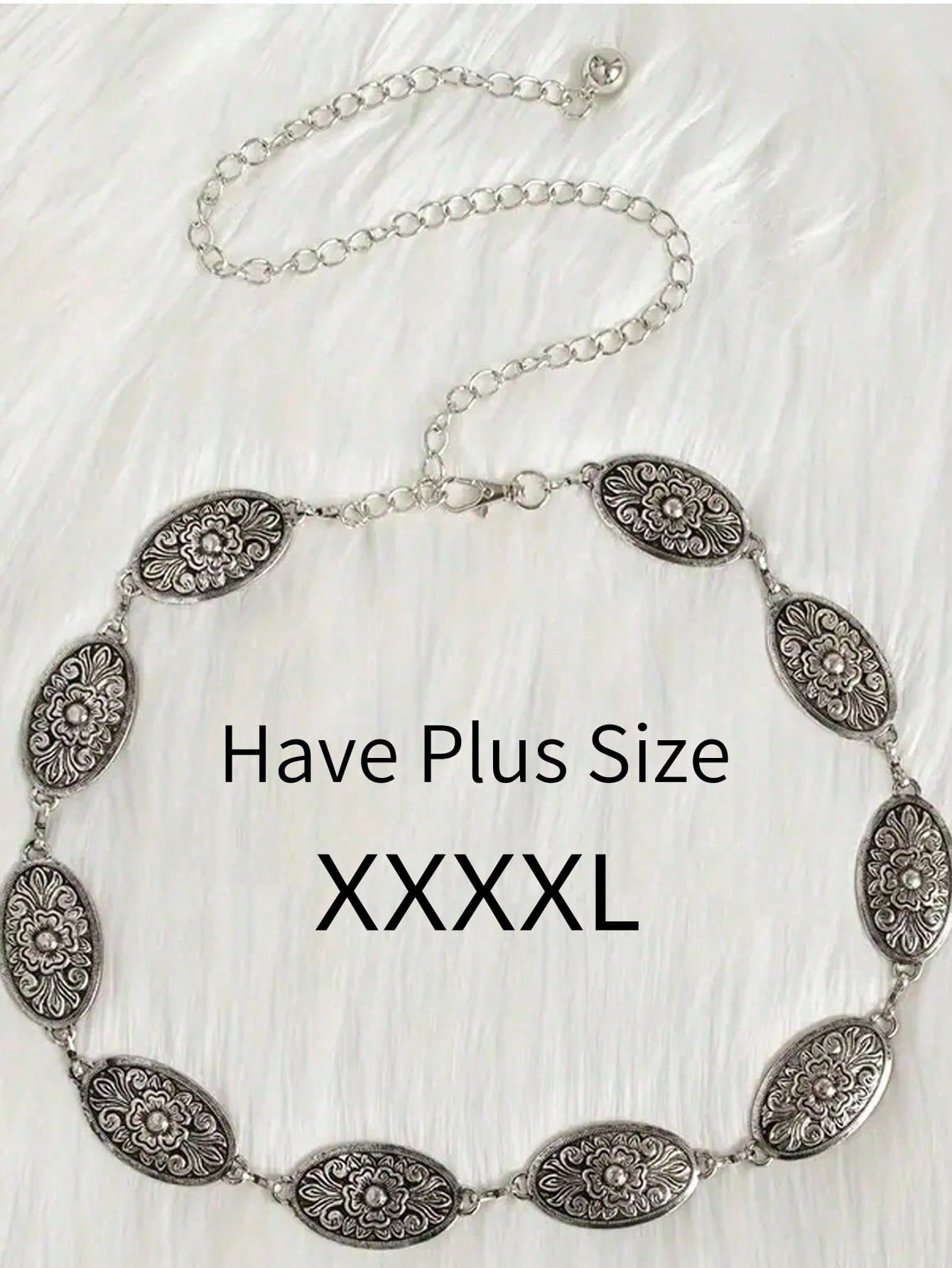 1pc Plus Size Women's Waist Belt, Western Style Boho Vintage Floral Buckle Textured Metal Waist Chain Beach Vacation, Party, XXL Fall