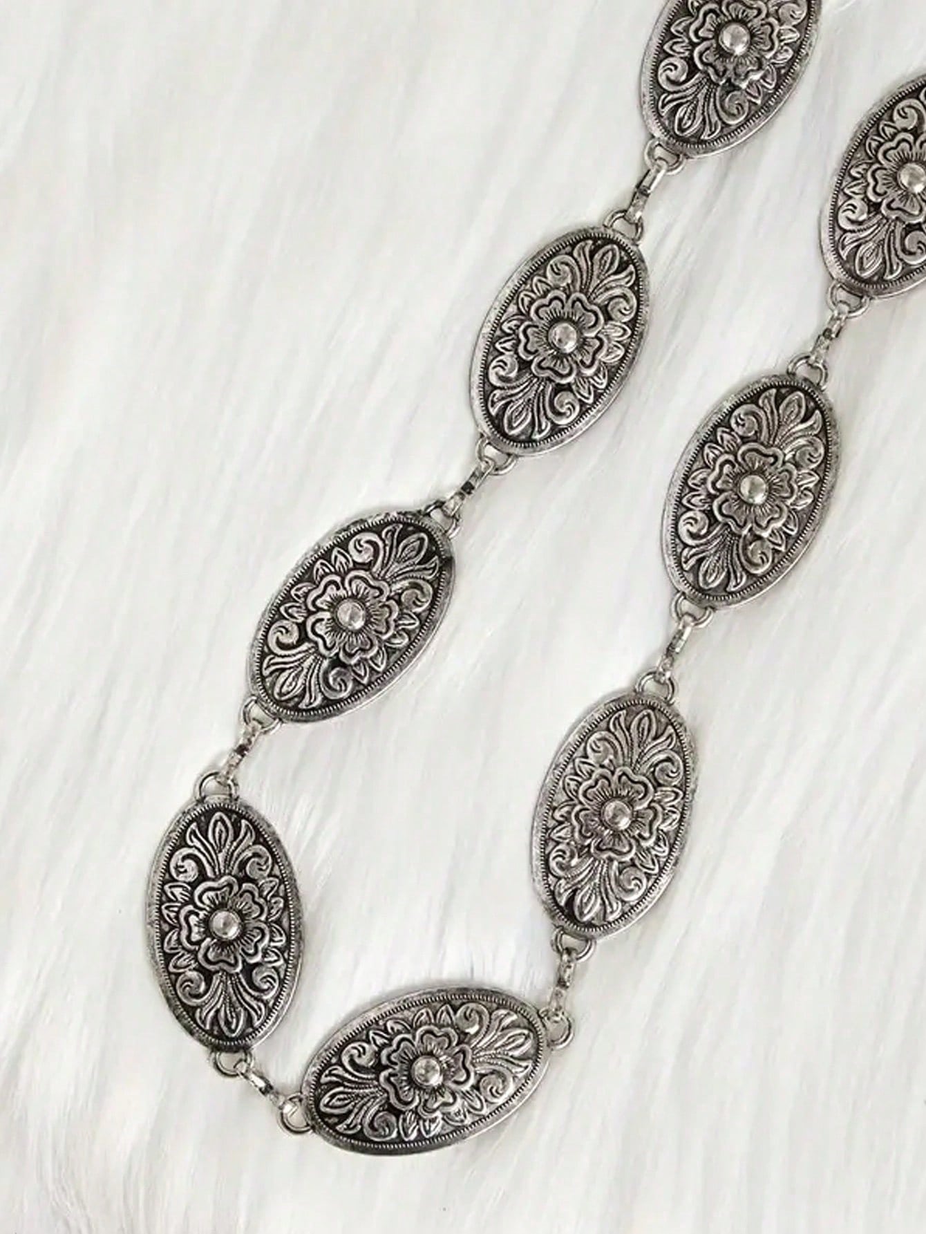 1pc Plus Size Women's Waist Belt, Western Style Boho Vintage Floral Buckle Textured Metal Waist Chain Beach Vacation, Party, XXL Fall