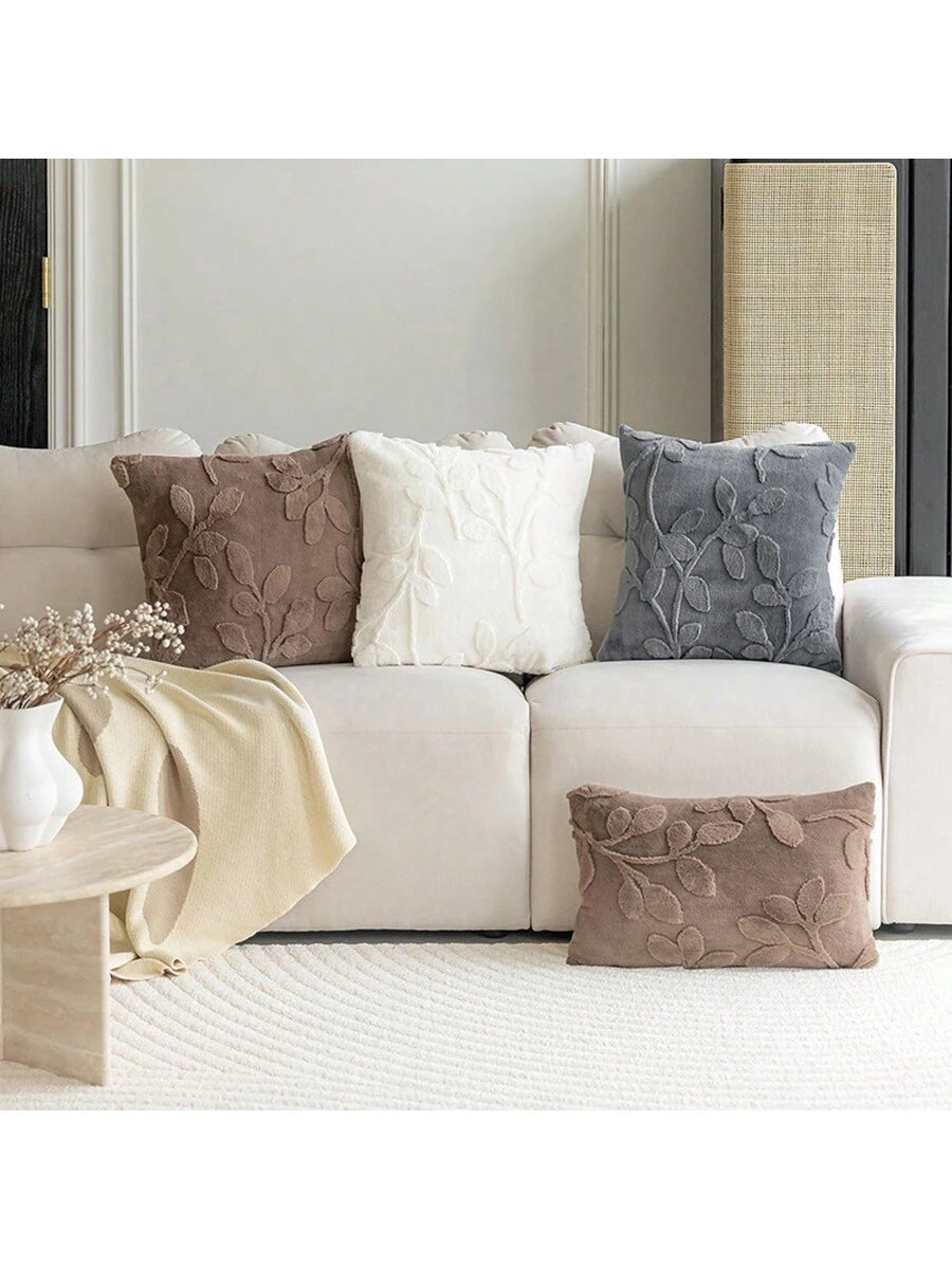 1pc Plush Embossed Pillowcase (Pillow Core Not Included) Simple Style Square Pillow Cover Suitable For All Seasons In Living Room And Bedroom
