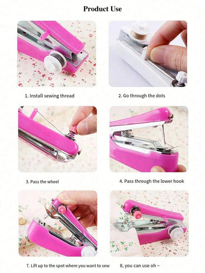 1pc Random Color Mini Handheld Sewing Machine, Portable Manual Sewing Tool For Quick Repair Of Clothes, Curtains, Socks And Home Use