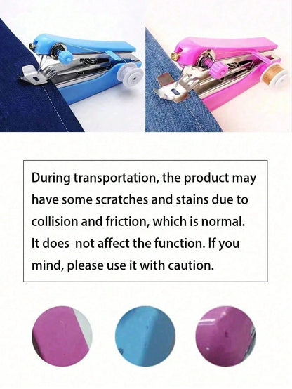 1pc Random Color Mini Handheld Sewing Machine, Portable Manual Sewing Tool For Quick Repair Of Clothes, Curtains, Socks And Home Use