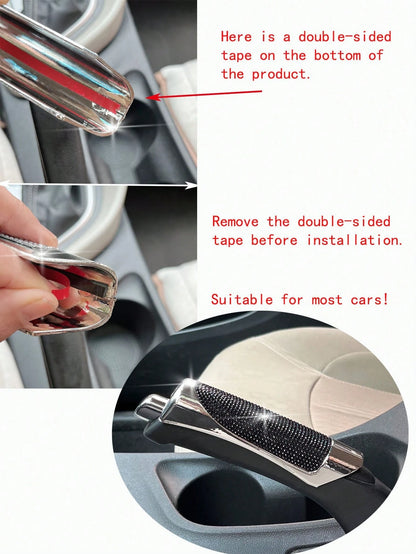 1pc Rhinestone Decor Car Handbrake Cover
