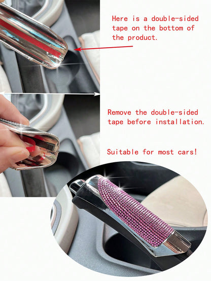 1pc Rhinestone Decor Car Handbrake Cover