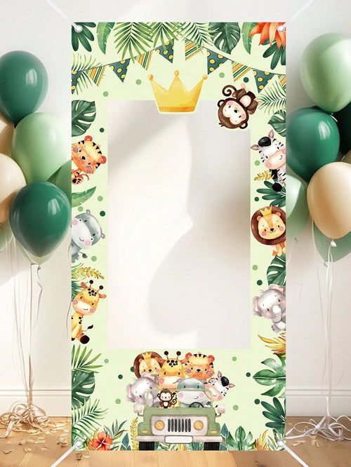 1pc Safari Animal Photo Booth Frame 120x60cm Photo Frame Backdrop Boys Jungle Animals Birthday Party Supplies Baby Shower Party Photo Background Decor