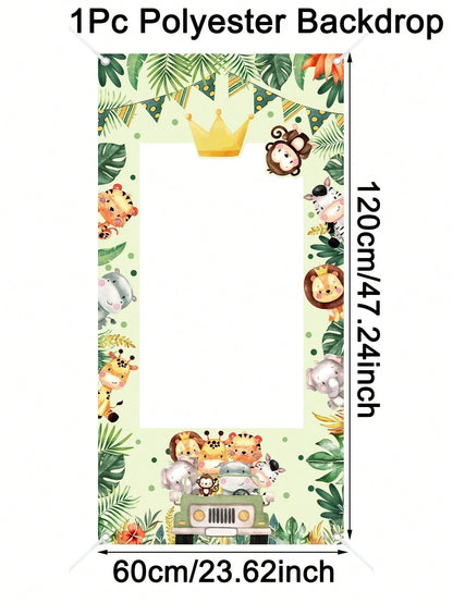 1pc Safari Animal Photo Booth Frame 120x60cm Photo Frame Backdrop Boys Jungle Animals Birthday Party Supplies Baby Shower Party Photo Background Decor