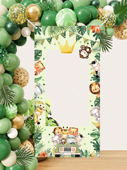 1pc Safari Animal Photo Booth Frame 120x60cm Photo Frame Backdrop Boys Jungle Animals Birthday Party Supplies Baby Shower Party Photo Background Decor