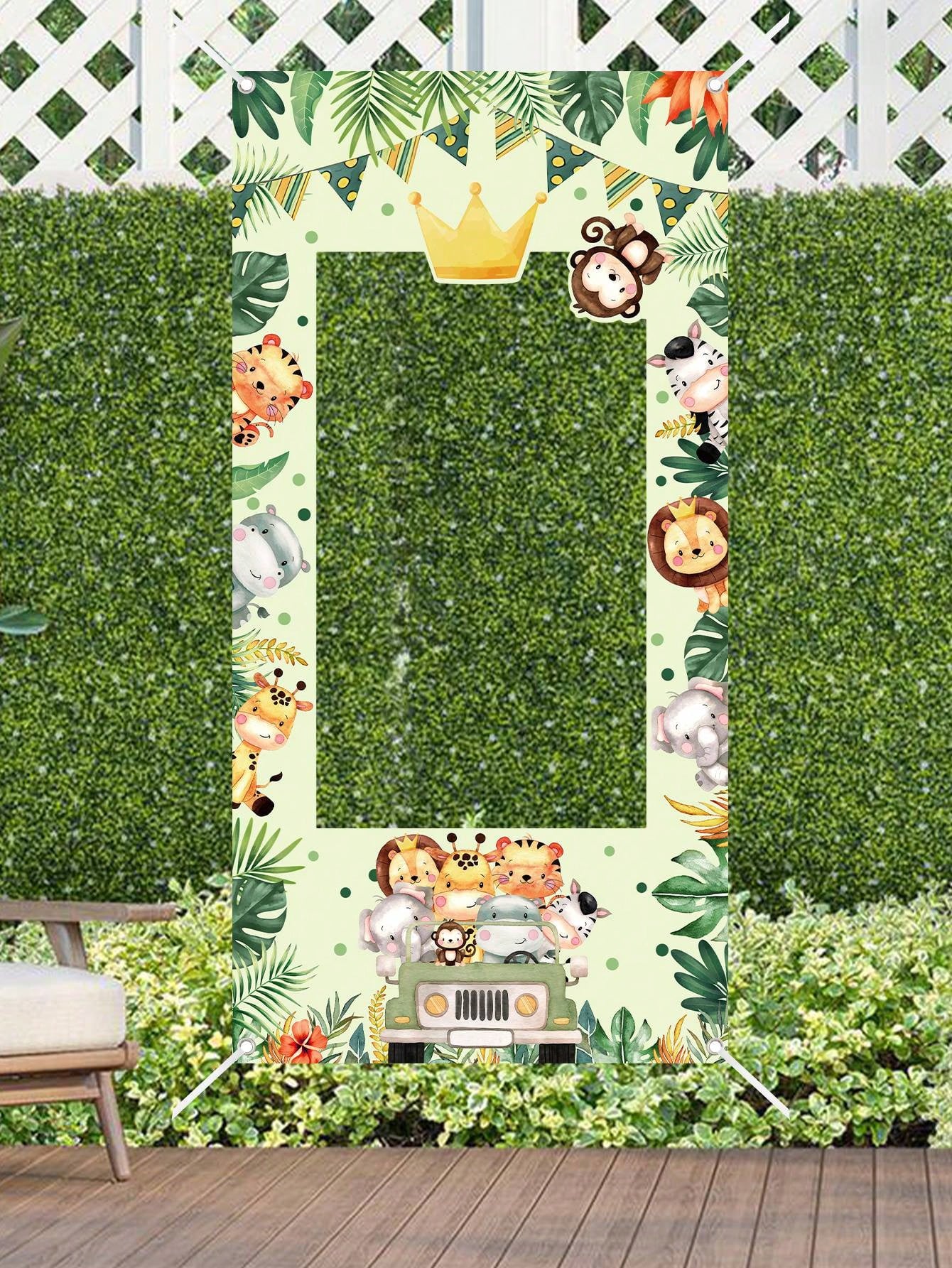 1pc Safari Animal Photo Booth Frame 120x60cm Photo Frame Backdrop Boys Jungle Animals Birthday Party Supplies Baby Shower Party Photo Background Decor