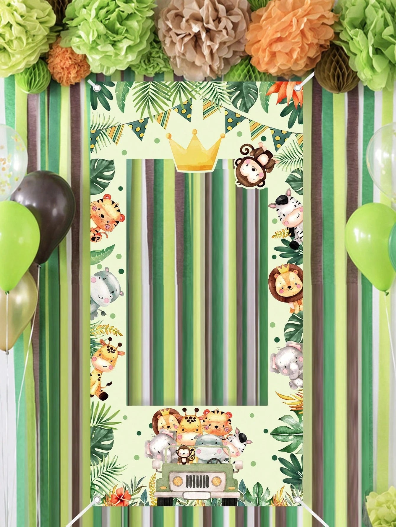1pc Safari Animal Photo Booth Frame 120x60cm Photo Frame Backdrop Boys Jungle Animals Birthday Party Supplies Baby Shower Party Photo Background Decor