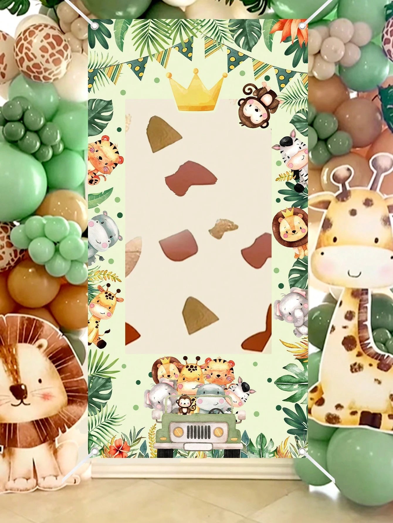 1pc Safari Animal Photo Booth Frame 120x60cm Photo Frame Backdrop Boys Jungle Animals Birthday Party Supplies Baby Shower Party Photo Background Decor