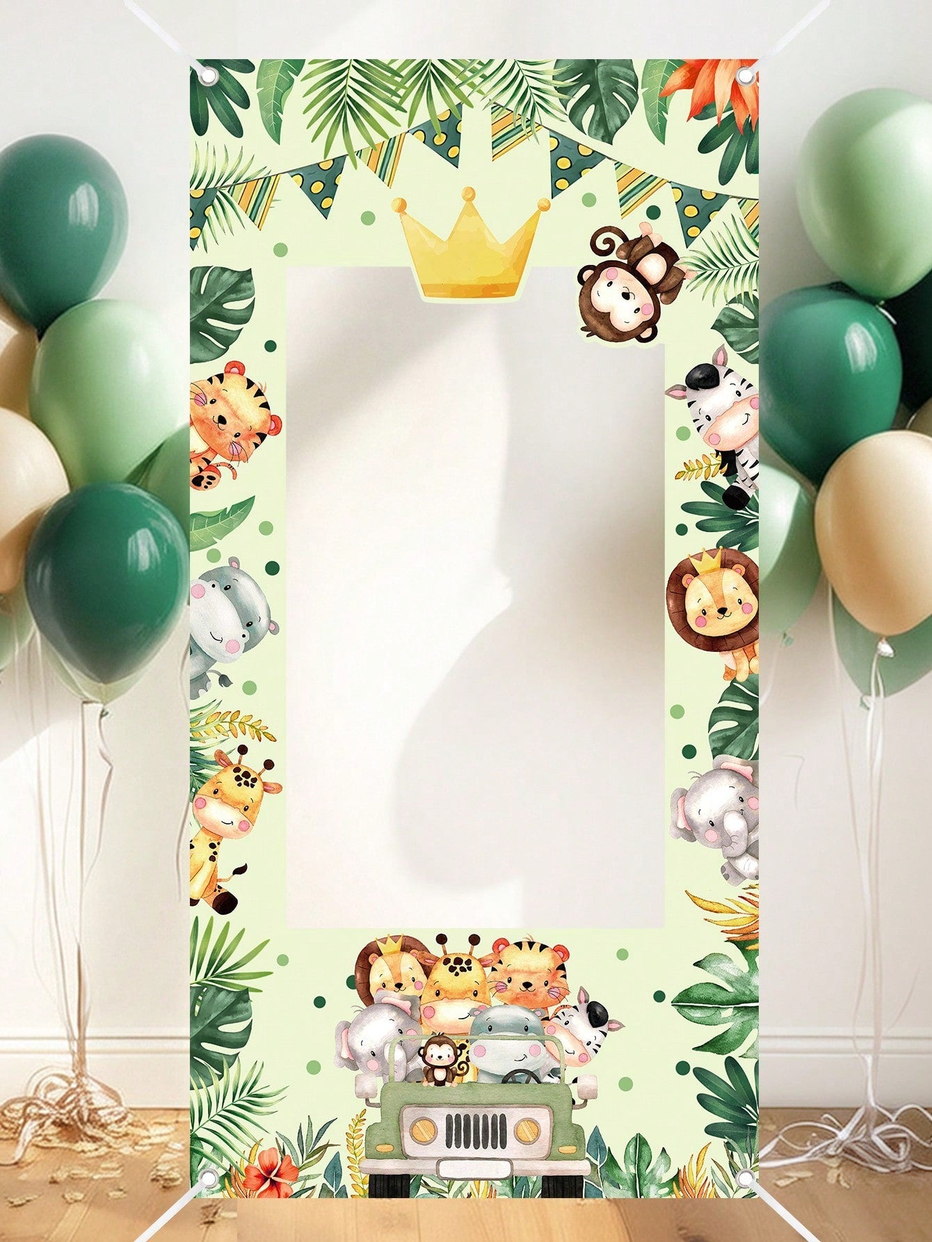 1pc Safari Animal Photo Booth Frame 120x60cm Photo Frame Backdrop Boys Jungle Animals Birthday Party Supplies Baby Shower Party Photo Background Decor