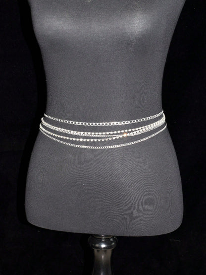 1pc Silver Rhinestone Waist Belt, Perfect For Daily Wear Sexy Halloween Summer, School Fall, Autumn, Halloween