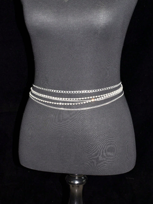 1pc Silver Rhinestone Waist Belt, Perfect For Daily Wear Sexy Halloween Summer, School Fall, Autumn, Halloween