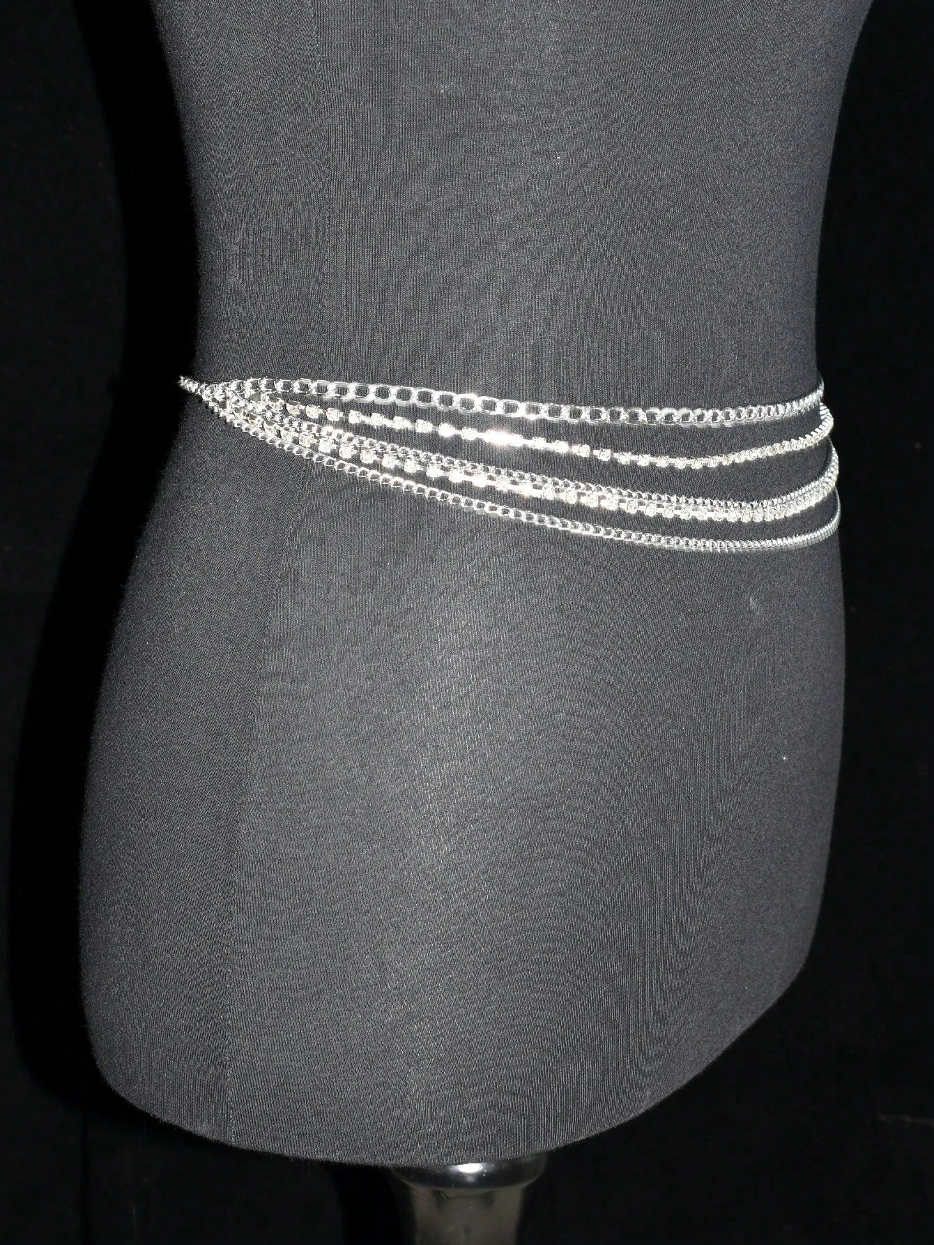 1pc Silver Rhinestone Waist Belt, Perfect For Daily Wear Sexy Halloween Summer, School Fall, Autumn, Halloween