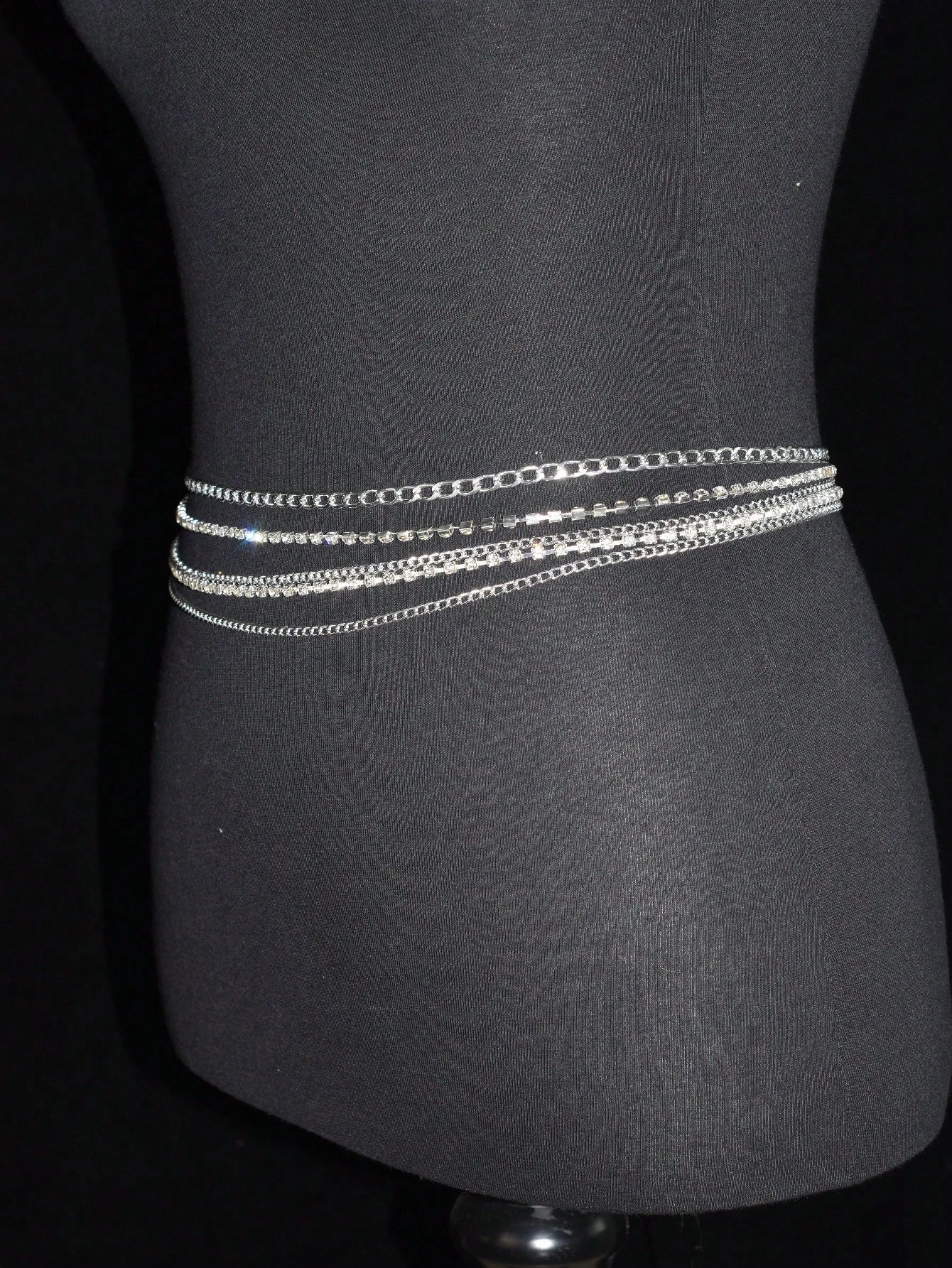 1pc Silver Rhinestone Waist Belt, Perfect For Daily Wear Sexy Halloween Summer, School Fall, Autumn, Halloween