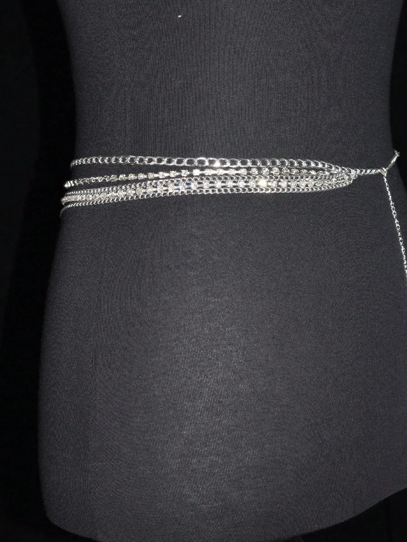 1pc Silver Rhinestone Waist Belt, Perfect For Daily Wear Sexy Halloween Summer, School Fall, Autumn, Halloween
