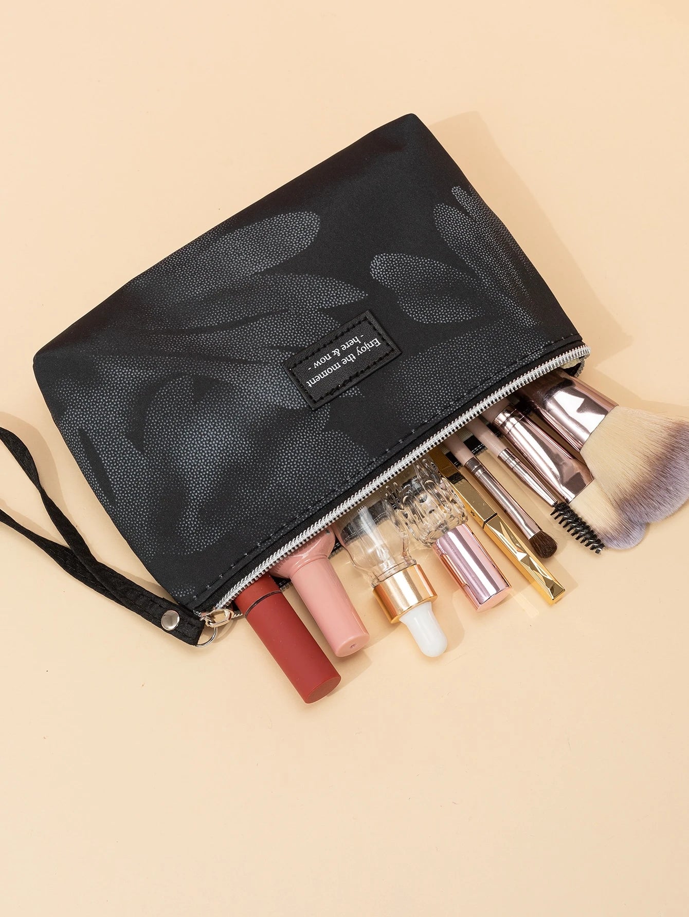 1pc Soft Fabric Portable Makeup Bag, Cosmetic Brush & Lipstick Storage Organizer,Pouch,Makeup Pouch,Travel Essential