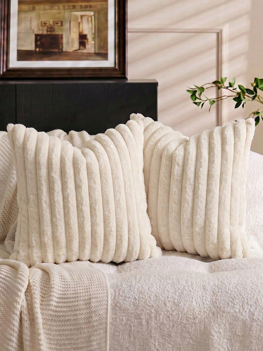 1pc Solid Color Faux Rabbit Fur Pillowcase, Square Cushion Cover, Holiday Home Pillow Decor, Soft And Comfortable Faux Rabbit Fur Fabric, Modern Decorative Sofa, Home Bedroom, Dorm Use