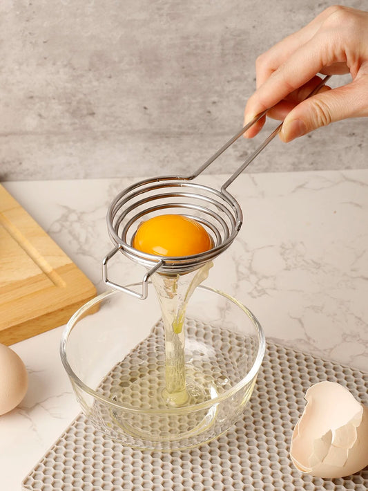 1pc Stainless Steel Egg Separator, Easy Yolk & Egg White Separator, Anti-Scald Handle, Baking & Breakfast Tool, Easy To Clean & Durable