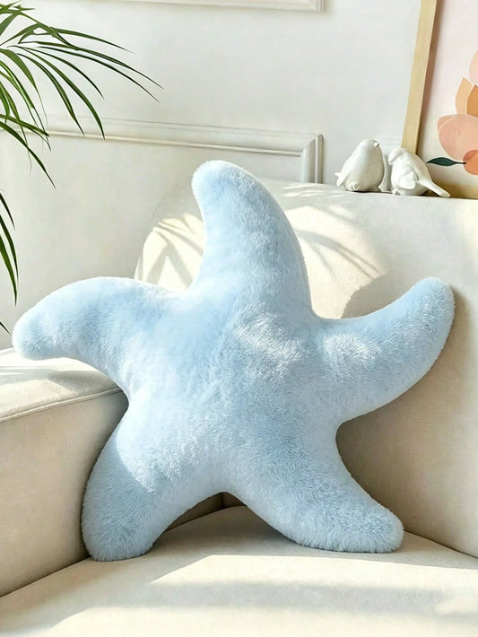1pc Starfish Plush Pillow, Cute Decorative Cushion Suitable For Sofa, Bed, Aesthetic Room Decor Accessory, Soft Faux Fur, Suitable For Bedroom, Living Room, Party Gift, Outdoor Garden Cushion, Summer
