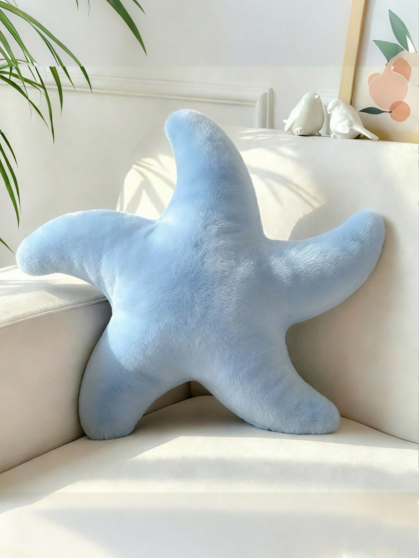 1pc Starfish Plush Pillow, Cute Decorative Cushion Suitable For Sofa, Bed, Aesthetic Room Decor Accessory, Soft Faux Fur, Suitable For Bedroom, Living Room, Party Gift, Outdoor Garden Cushion, Summer