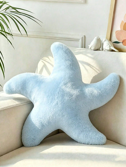 1pc Starfish Plush Pillow, Cute Decorative Cushion Suitable For Sofa, Bed, Aesthetic Room Decor Accessory, Soft Faux Fur, Suitable For Bedroom, Living Room, Party Gift, Outdoor Garden Cushion, Summer