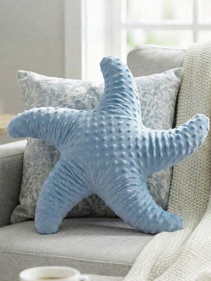 1pc Starfish Throw Pillow, Sofa Bed Decorative Cushion, Faux Fur Soft Pillow, Suitable For Bedroom, Living Room, Pillow Cover, Bedroom Decor, Outdoor Cushion, Garden Cushion, Create Summer Atmosphere