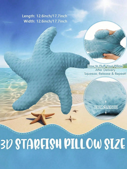 1pc Starfish Throw Pillow, Sofa Bed Decorative Cushion, Faux Fur Soft Pillow, Suitable For Bedroom, Living Room, Pillow Cover, Bedroom Decor, Outdoor Cushion, Garden Cushion, Create Summer Atmosphere