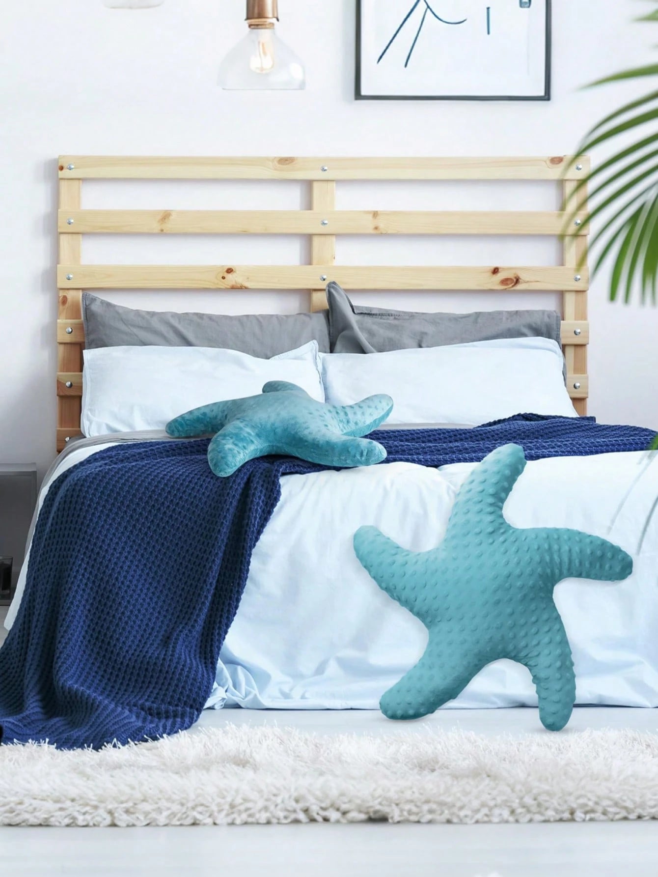 1pc Starfish Throw Pillow, Sofa Bed Decorative Cushion, Faux Fur Soft Pillow, Suitable For Bedroom, Living Room, Pillow Cover, Bedroom Decor, Outdoor Cushion, Garden Cushion, Create Summer Atmosphere