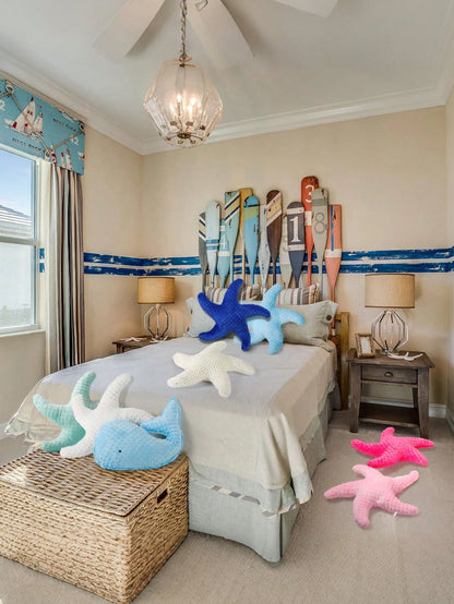 1pc Starfish Throw Pillow, Sofa Bed Decorative Cushion, Faux Fur Soft Pillow, Suitable For Bedroom, Living Room, Pillow Cover, Bedroom Decor, Outdoor Cushion, Garden Cushion, Create Summer Atmosphere