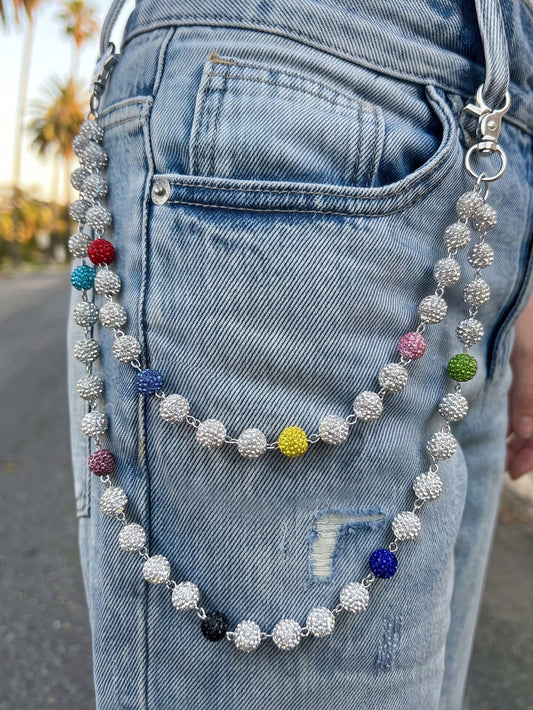 1pc Street Hip-Hop Style Clay Waist Chain, Rhinestone Handmade Body Chain, Unisex, Suitable For Daily Wear